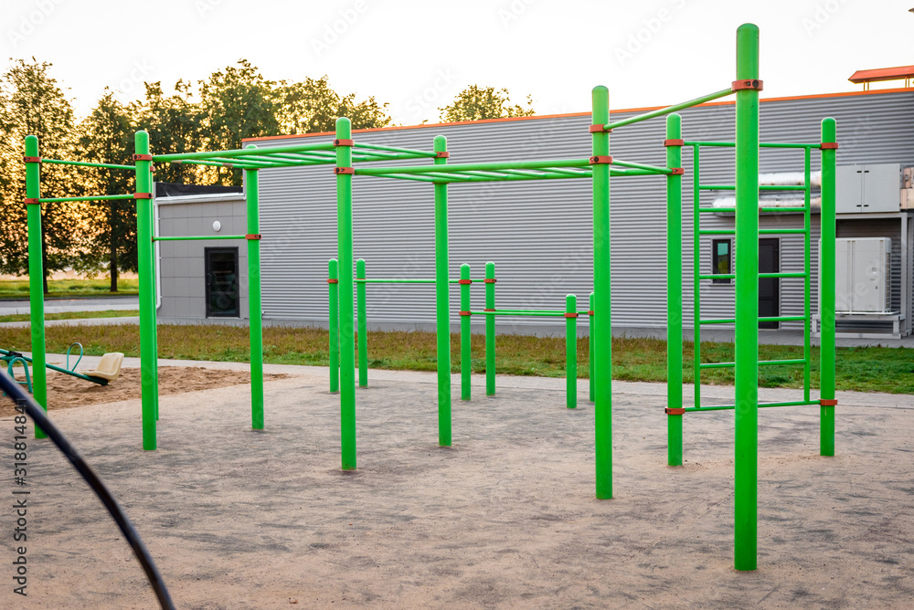 Fototapeta premium Sports playground. Outdoor gym for street workout.