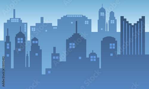 Urban silhouettes background with dawn nuances view