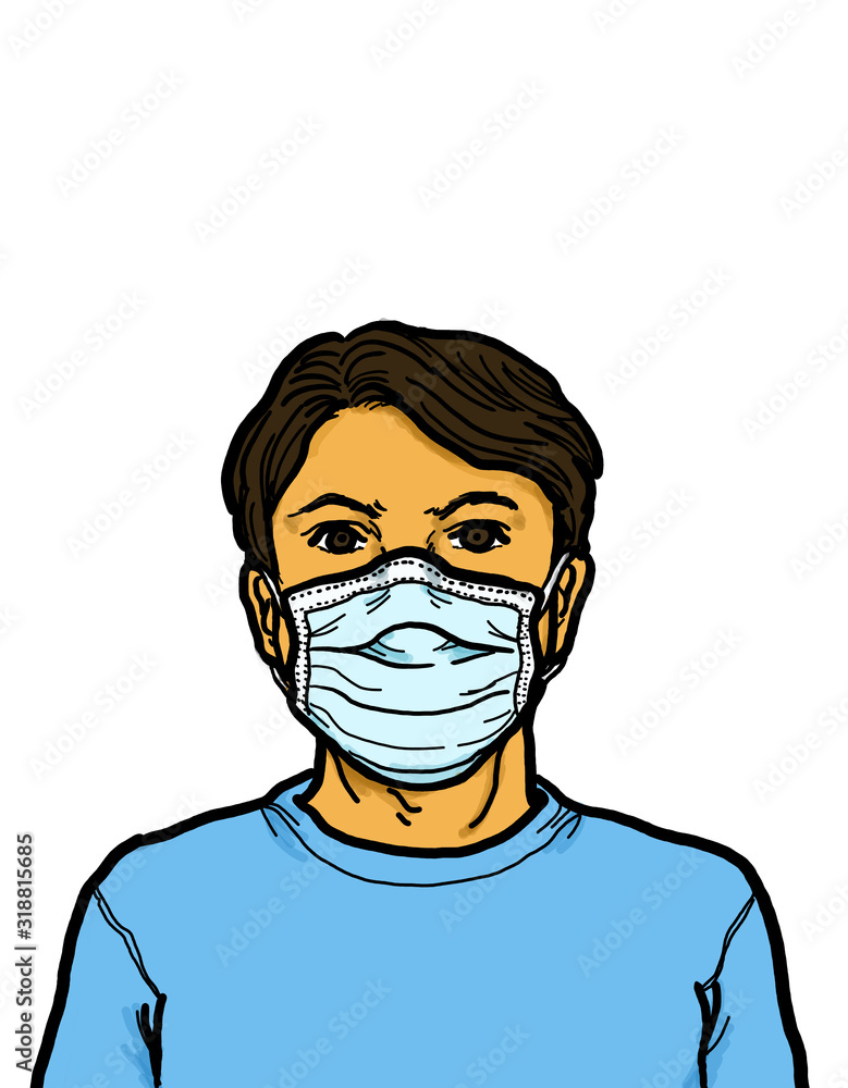 Man Wearing Medical Face Mask Protective