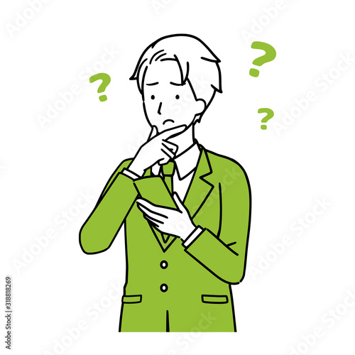 Illustration of a businessman using a smartphone, upper body.