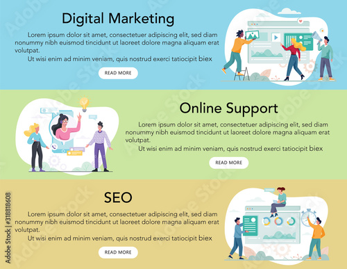 Modern web business service advert banner or website header.