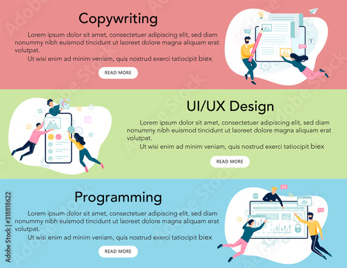 Modern web business service advert banner or website header.