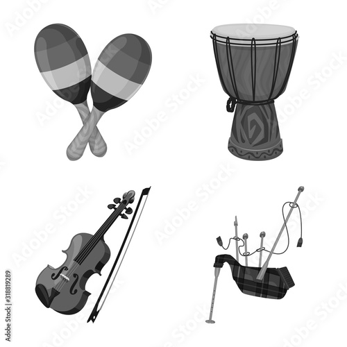 Isolated object of music and tune logo. Collection of music and tool vector icon for stock.