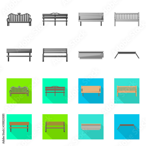 Vector design of seat and architecture icon. Collection of seat and construction stock vector illustration.