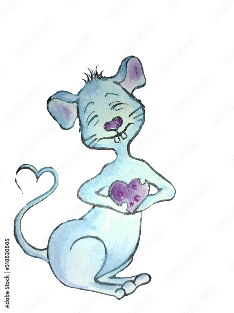 illustration cartoon mouse rat eat cheese comics gray lovely mice tail heart. valentines day greeting card, ISOLATED ON WHITE BACKGROUND illustration cartoon mouse rat eat cheese comics gray lovely mice tail heart. valentines day greeting card, ISOLATED ON WHITE BACKGROUND