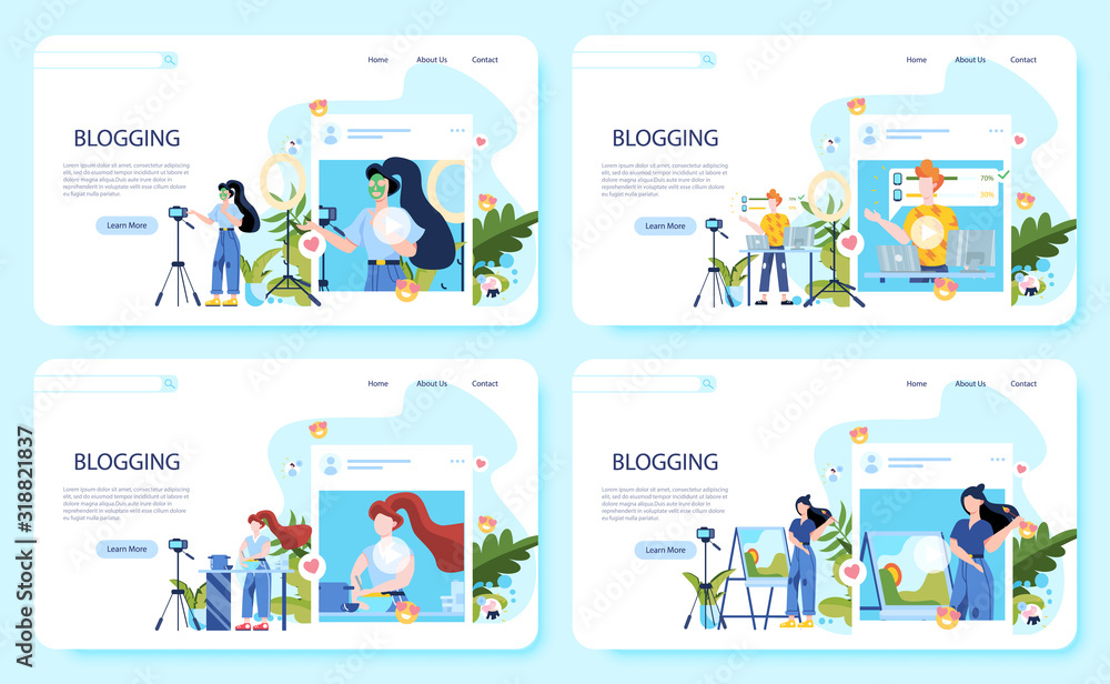 Blogger concept illustration. Share content in the internet.