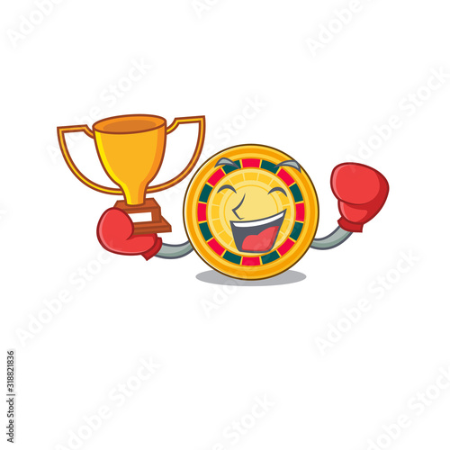 fantastic Boxing winner of roulette in mascot cartoon style