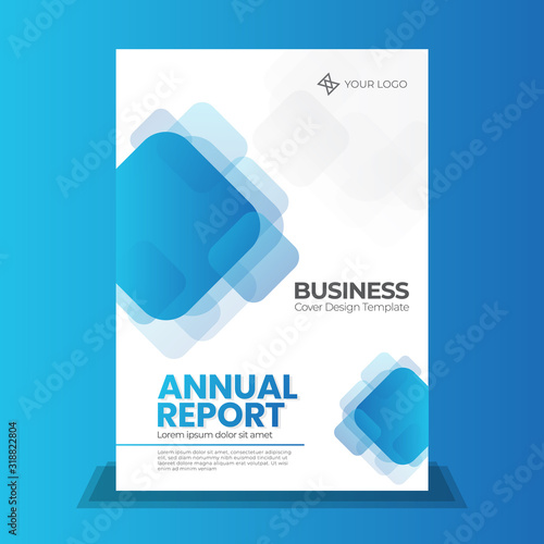 Blue Square Rounded cover design for annual report, business cover, flayer or booklet. Brochure template layout. A4's cover vector