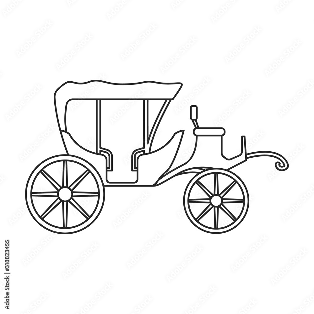 Vintage carriage vector icon.Outline, line vector icon vintage carriage isolated on white background .