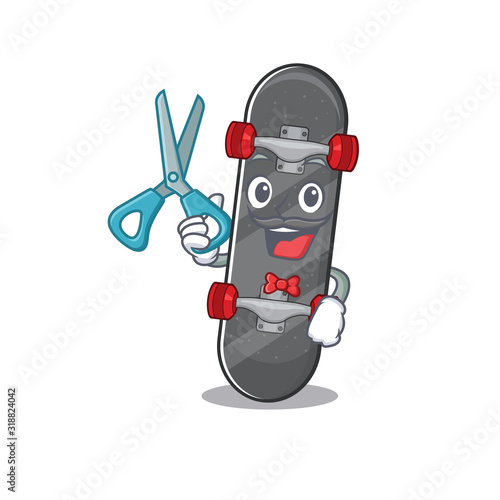 Smiley Funny Barber skateboard cartoon character design style