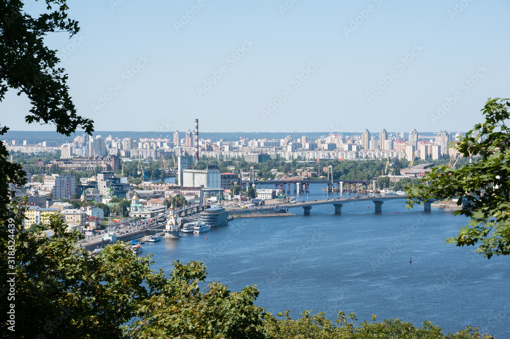 Ukraine, Kiev city, view of the river station. right bank. landscape