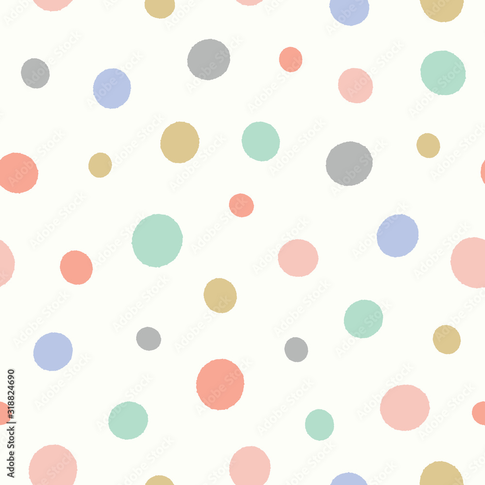 Dot pattern in pastel colours. Fun textured spotted vector seamless repeat background design.