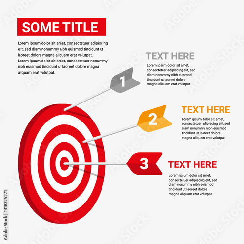 target infographic with three arrows. element vector with three steps and infographic options. for information on business target goals. vector illustration of target infographic.