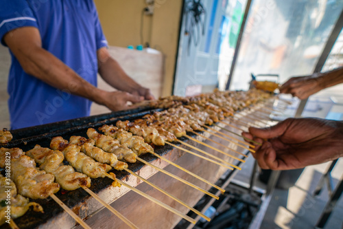 Pork satay grill for street food concept