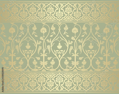 wedding card design, paisley floral pattern , India	