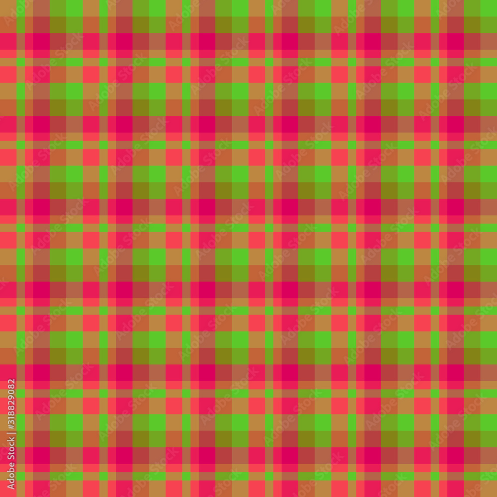 Seamless pattern in charming creative bright pink and green colors for plaid, fabric, textile, clothes, tablecloth and other things. Vector image.