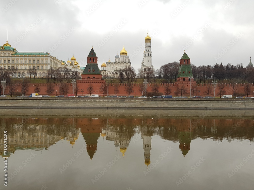 Moscow Kremlin is reflected in the water Moscow Kremlin is reflected in the water