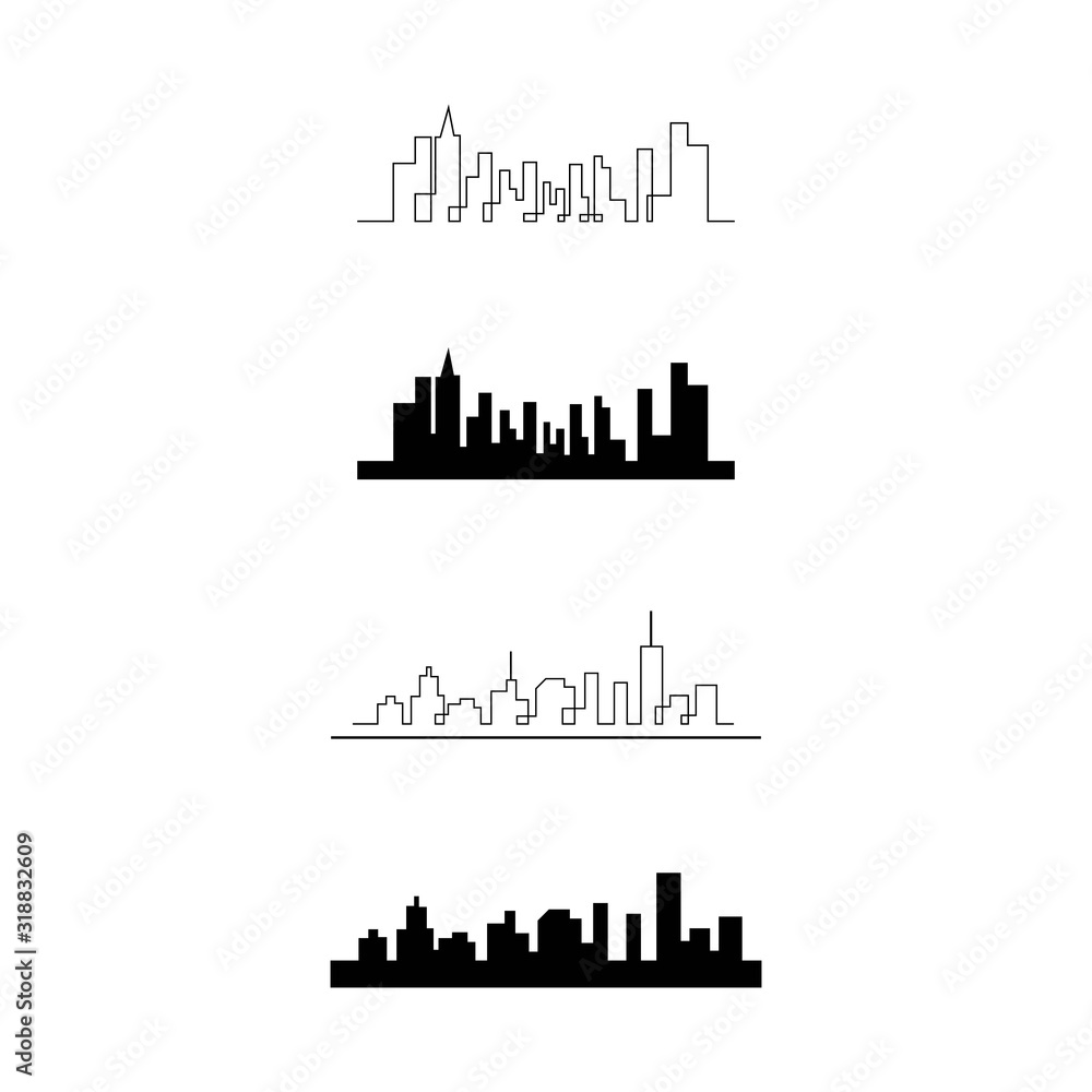 Set city skyline vector silhouette