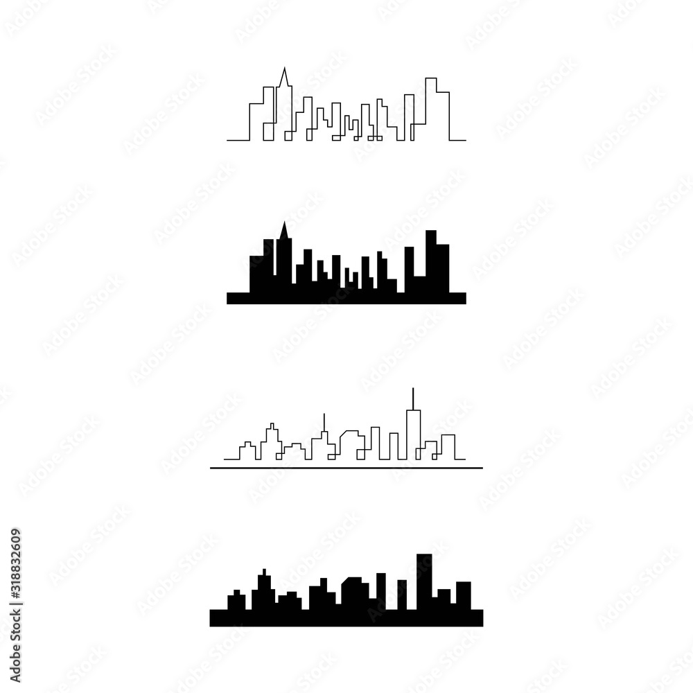 Obraz premium Set city skyline vector silhouette