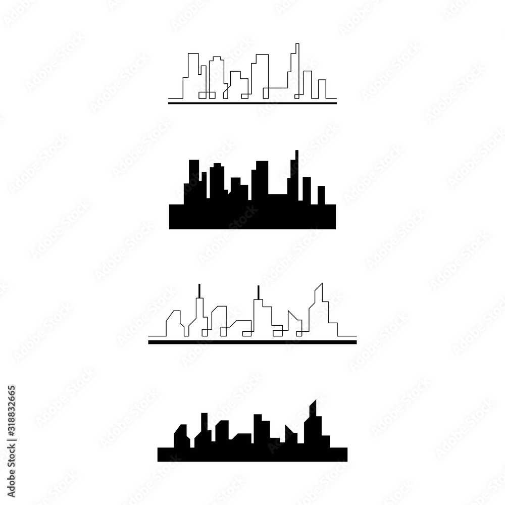 Set city skyline vector silhouette