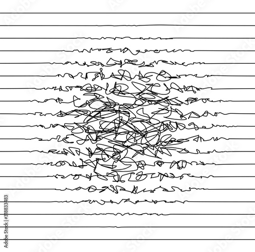 Doodle illegible handwriting pattern. Black scribbles on white background. Vector illustration