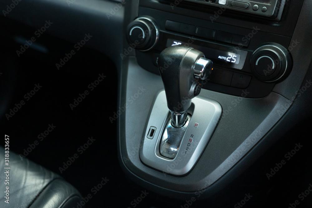 Put a gear stick into P position, (Parking) Symbol in auto transmission car. Put a gear stick into P position, (Parking) Symbol in auto transmission car.