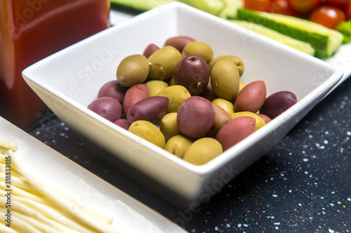 Olives in a Cup of different colors