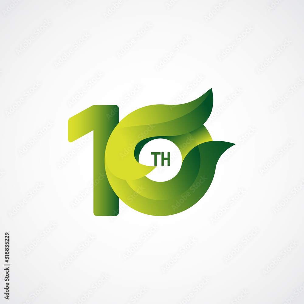10 Th Anniversary Celebrations Green gradient Vector Template Design Illustration 10 Th Anniversary Celebrations Green gradient Vector Template Design Illustration
