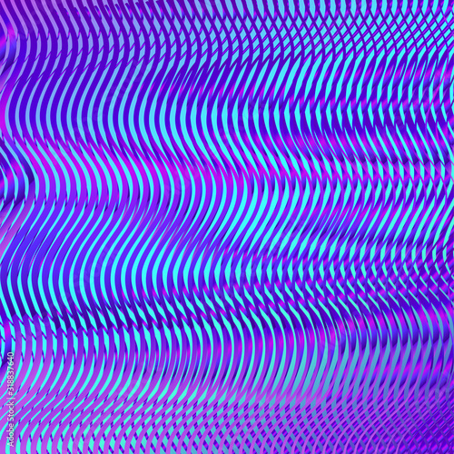 Wavy fluidity linear moire effect on phantom blue texture. Abstract trendy colorful tbackground in bright neon design. For your creative project design cover, book, printing, gift card, fashion.