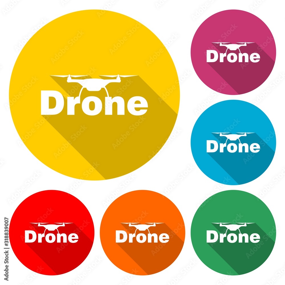 Quadcopter drone icon with long shadow Quadcopter drone icon with long shadow