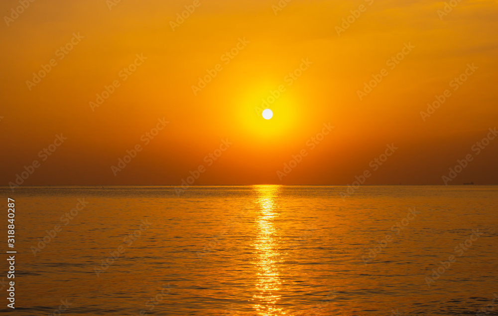 The beautiful light of the sunset at the sea The beautiful light of the sunset at the sea