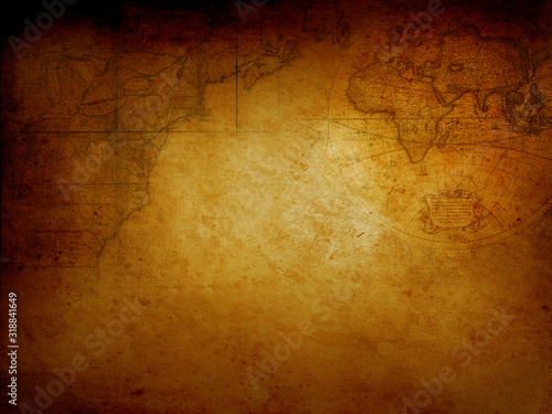 Steampunk vintage map. Dark background, grunge canvas paper. Retro wallpaper.