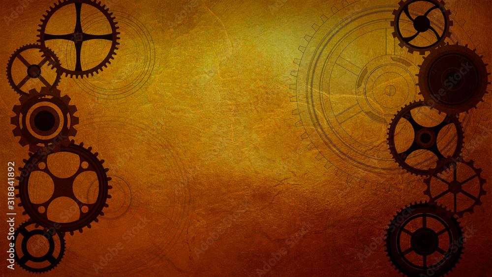 Foto Vintage steampunk cogs gears and wheels, Frame background