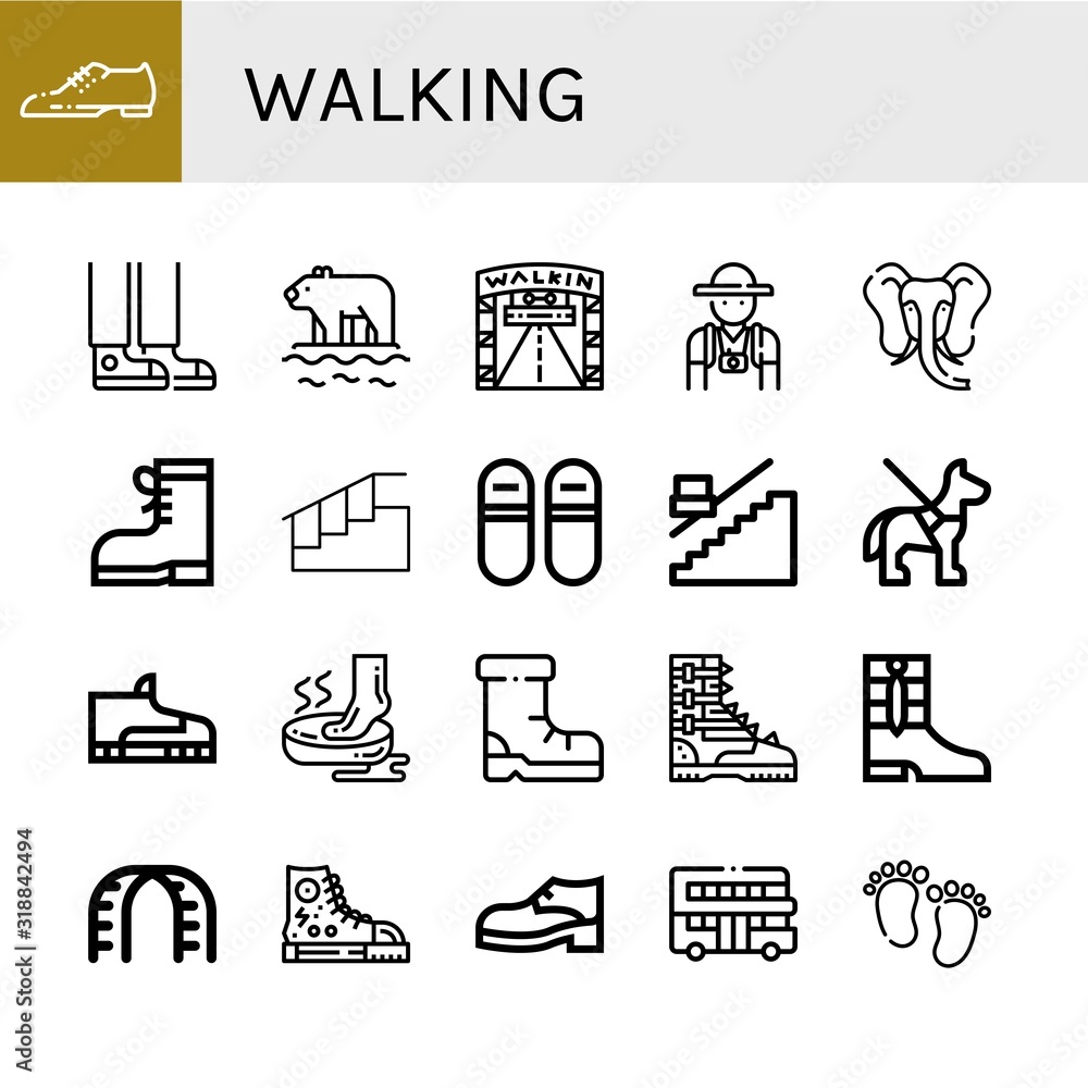 Set of walking icons