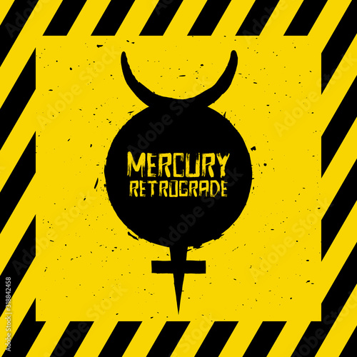 Mercury Retrograde symbol, warning, planet sign, vector illustration