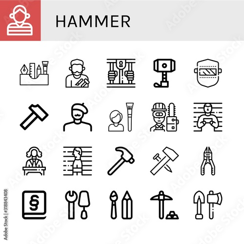 hammer simple icons set