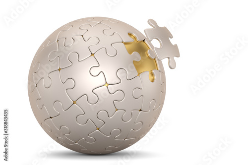 Spherical puzzle Isolated in white background.  3d illustration