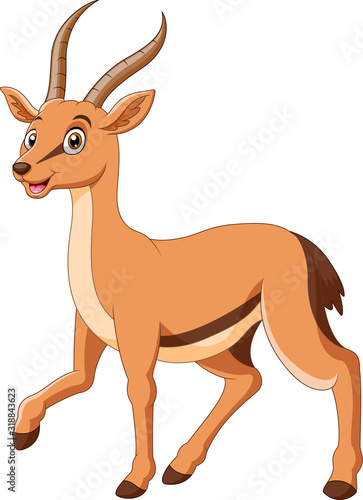 A cute cartoon gazelle stands