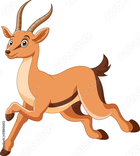 A cute cartoon gazelle stands