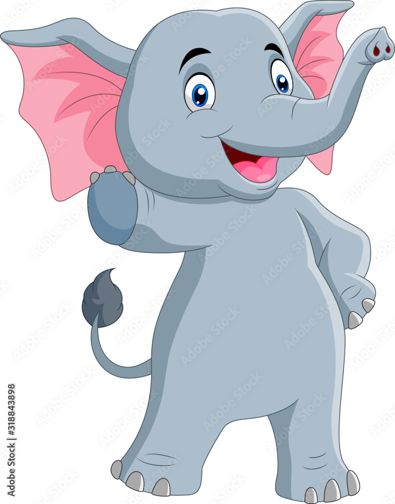 Cute elephant cartoon waving hand Stock Vector | Adobe Stock