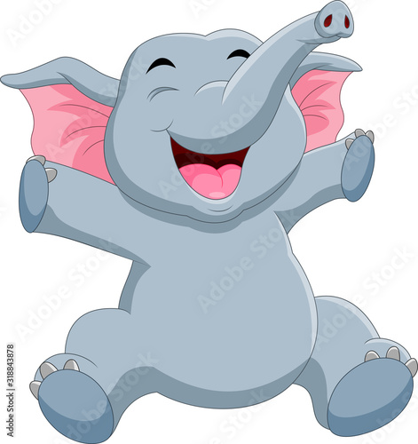 A Cute elephant cartoon sitting