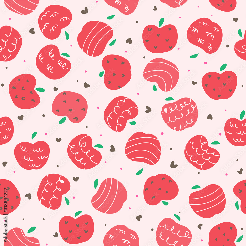 Cute apples random doodle seamless pattern background Cute apples random doodle seamless pattern background