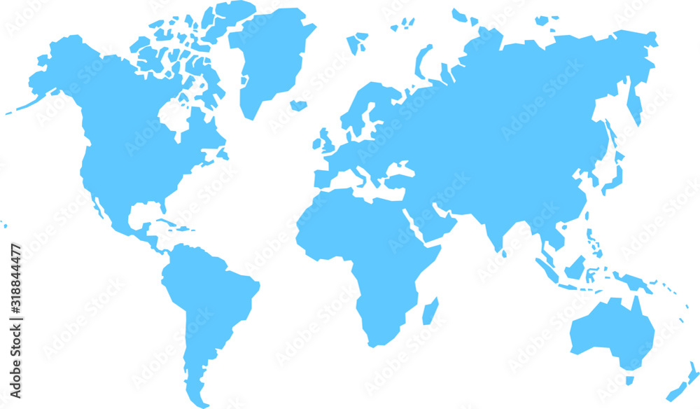 High Detail World map in blue line. Vector illustration EPS10.