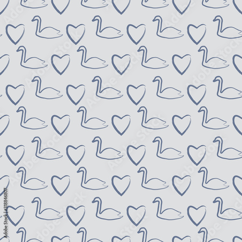 Vintage blue swan background seamless pattern print design