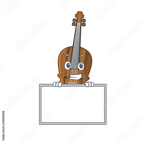 A cute picture of violin grinning with board