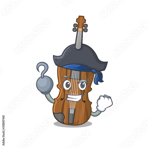 cool and funny violin cartoon style wearing hat
