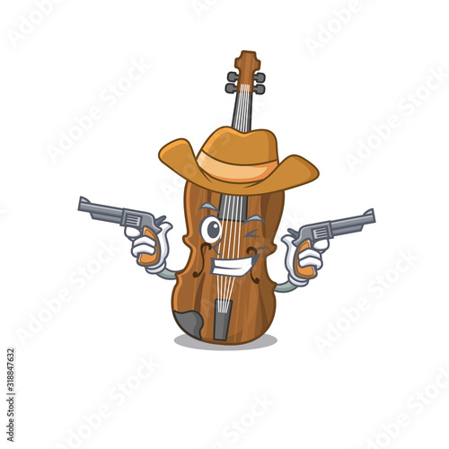Violin dressed as a Cowboy having guns