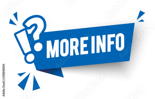 Vector Illustration Modern Blue Flat Label More Info. Informaton Banner With Question Mark