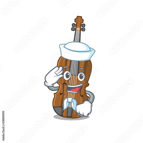 A mascot design of violin Sailor wearing hat