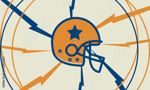 Game Day. American football playoff. Super Bowl Party in United States. Final game of regular season. Professional team championship. Ball for american football. Sport poster. Vector illustration